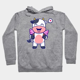 Cute Cow Holding Ice Cream Cartoon Hoodie